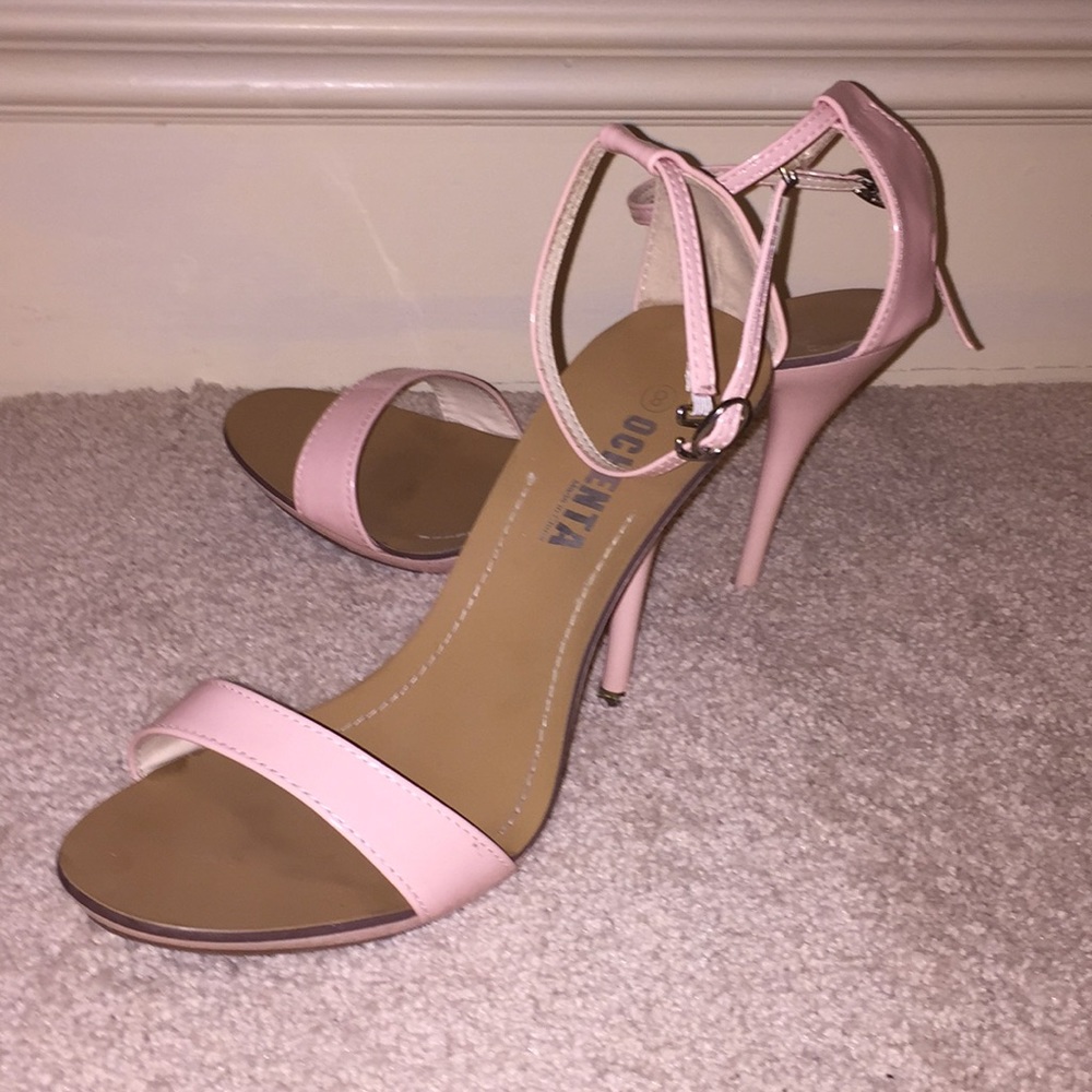 Pink ankle strap heels